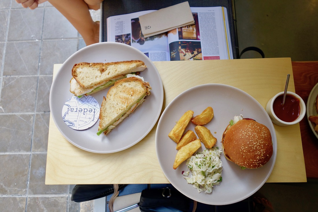A burger and a sandwich at Federal Cafe in Valencia, Spain - Best restaurants in Valencia Spain | https://egypt-visit.biz
